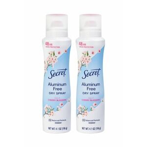 Secret Aluminum Free Dry Spray Cherry Blossom 4.1 oz 2 Pack Deodorant